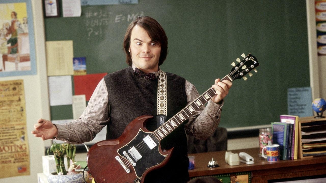 Jack Black ist eigentlich gar kein Lehrer. Trotzdem mischt er mit seiner E-Gitarre die „School of Rock“ gehörig auf.   Bild: z