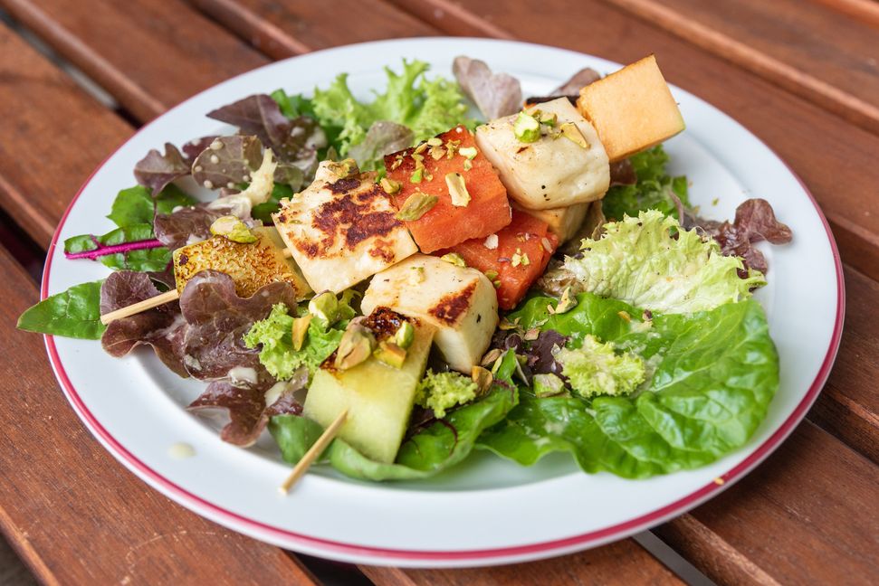 Vegetarisch vom Grill, Melonenspieße                             Bild: Nüßle