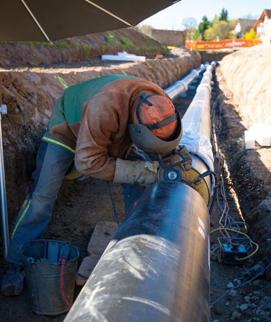 Die Fernwärmebaustelle zwischen Grünäcker und Hinterweil.