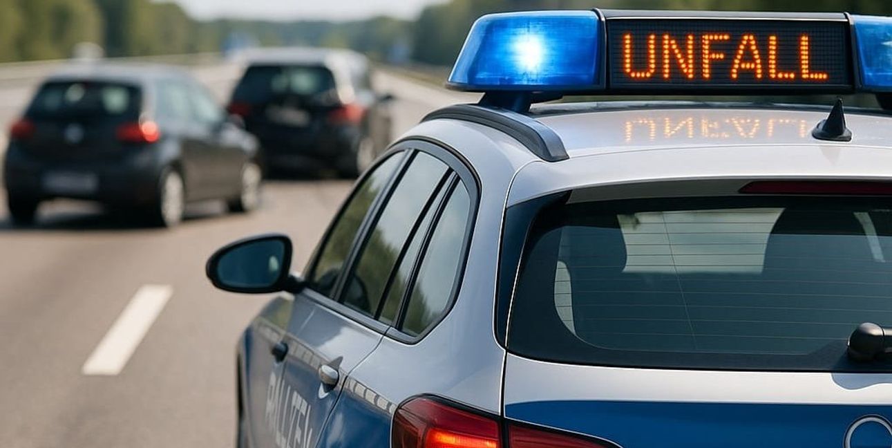 Ein Polizeiauto sichert eine Unfallstelle ab (Symbolbild).