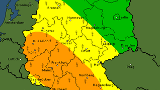 Im Südwesten Deutschlands kann es am Donnerstag zu starken Gewittern kommen.