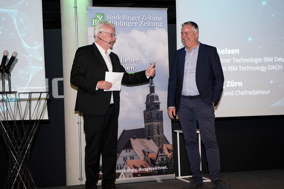 Frank Theisen, Geschäftsführer Technologie IBM Deutschland (rechts), im Gespräch mit SZ/BZ-Verlagsleiter Hans-Jörg Zürn.