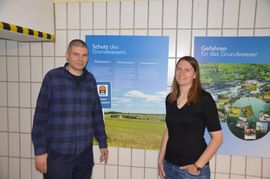 Caroline Bormann (Abteilungsleiterin Wasser) und Wassermeister Michael Suffner von den Stadtwerken Sindelfingen.