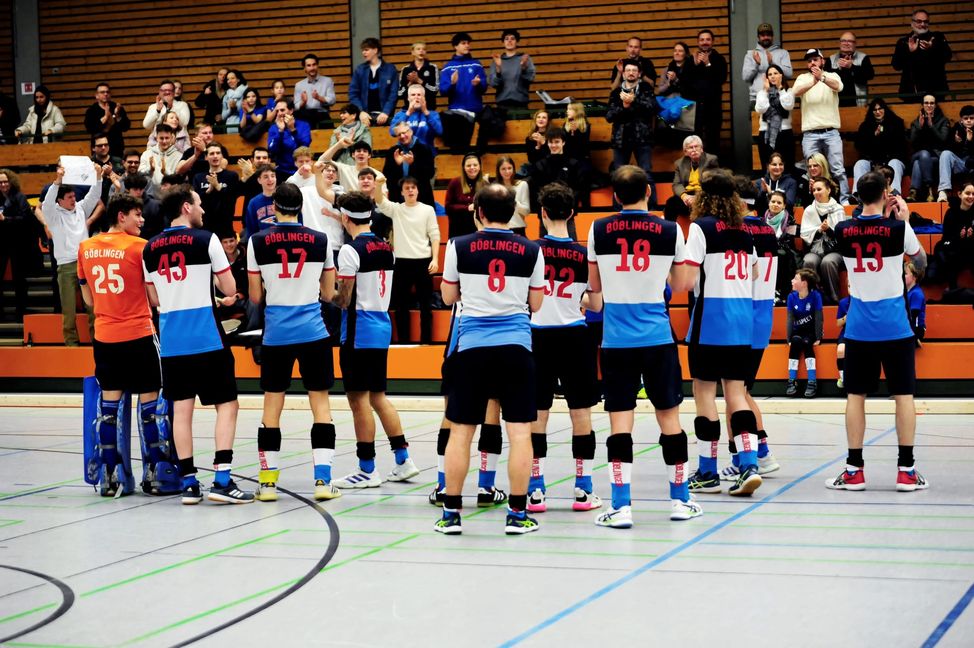Die Böblinger Hockeymänner haben in der Hermann-Raiser-Halle in dieser Saison stets einen Grund , um mit den Fans zu feiern. Bild: photostampe