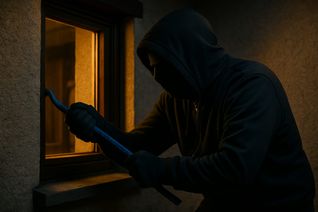 Ein Einbrecher bei der Tat.