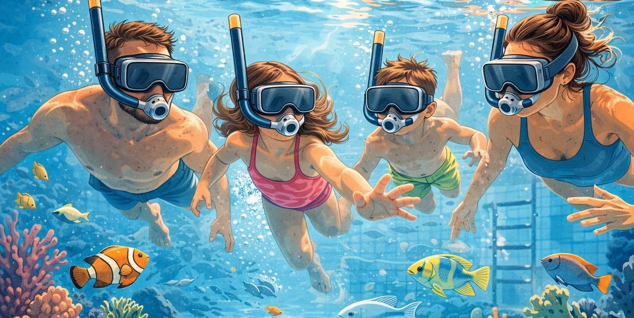 Mit VR-Brille tauchen Besucher im Fildorado in virtuelle Unterwasserwelten.