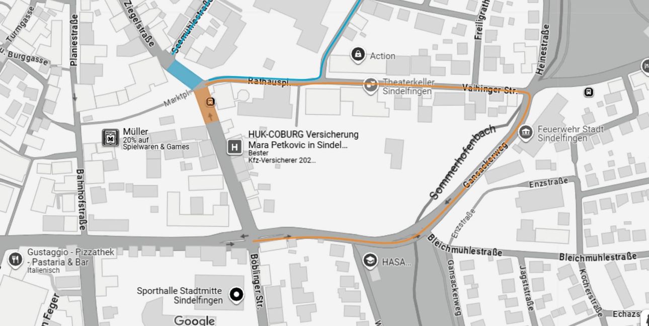 Am Marktplatz und in der Ziegelstraße werden die Zebrastreifen vorerst ausgebaut. Der Verkehr wird umgeleitet.