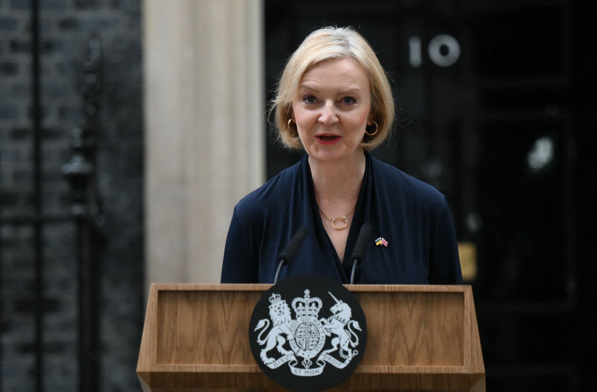 Liz Truss bei ihrer kurzen Abschiedsrede