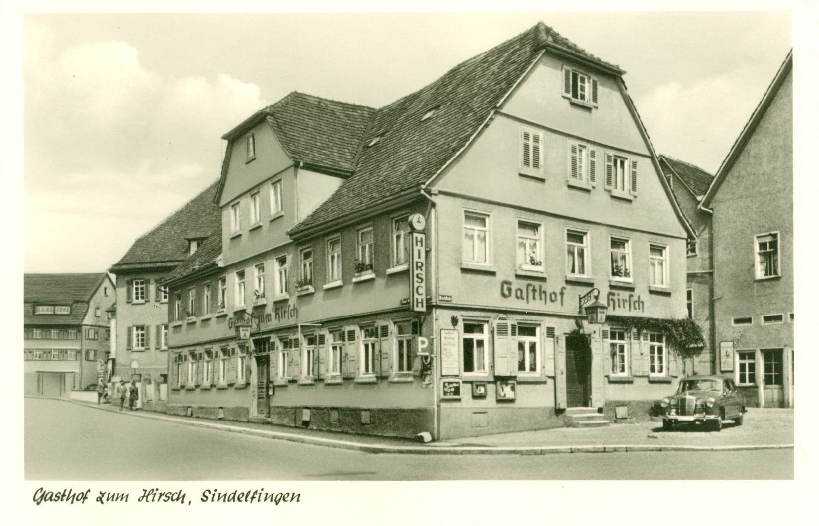 Der Gasthof zum Hirsch auf einer Postkarte aus dem Jahr 1955. Bild: Stadtarchiv Sindelfingen