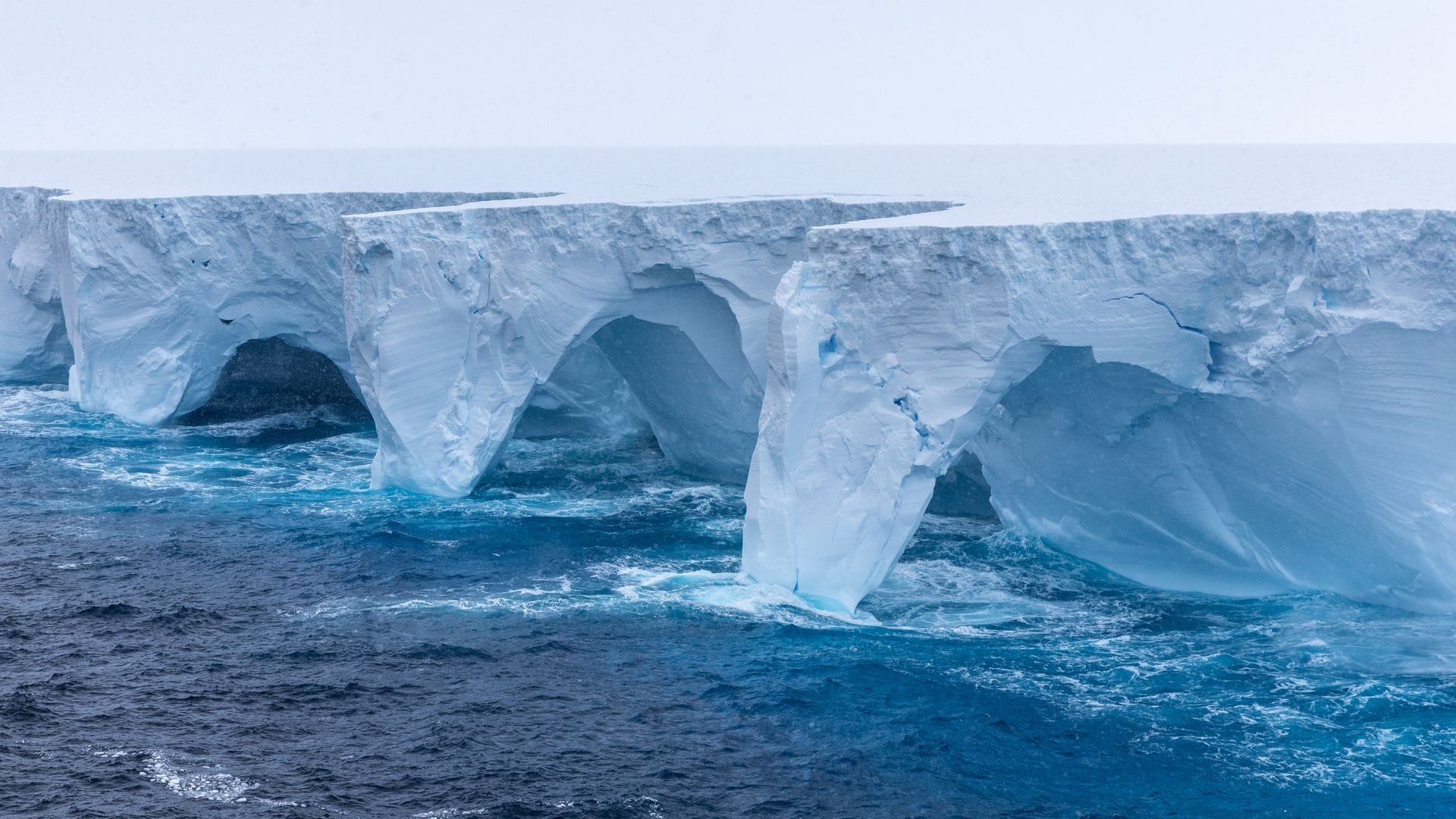Ein Forscher beschreibt den Eisberg wie "eine Wand von Horizont zu Horizont".