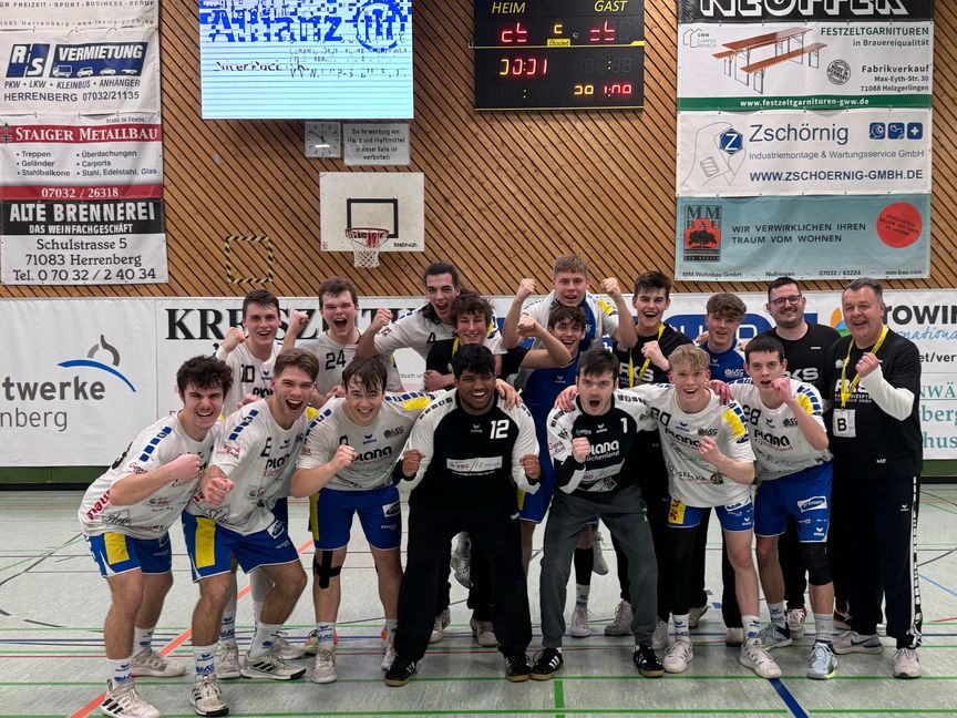 Die A-Junioren der HSG Böblingen/Sindelfingen in  gewohnter Jubelpose.Bild: z