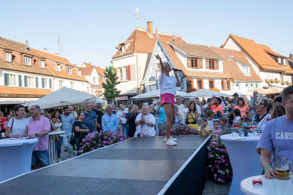 Auch weniger bekannte Künstler wie Tanja Lasch konnten die Besucher auf dem Sindelfinger Wettbachplatz von Anfang an begeistern. Bild: Nüßle