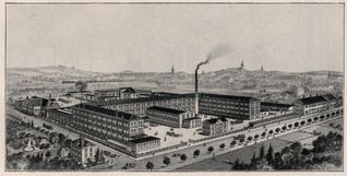 Das Fabrikgebäude von Hautana um 1920.