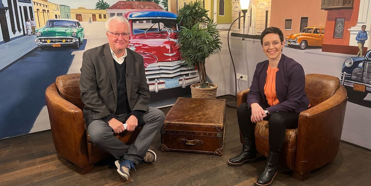 Schönaichs Bürgermeisterin Anna Walther im Stadtgespräch Böblingen mit Hans-Jörg Zürn. 
Bild: Regio TV