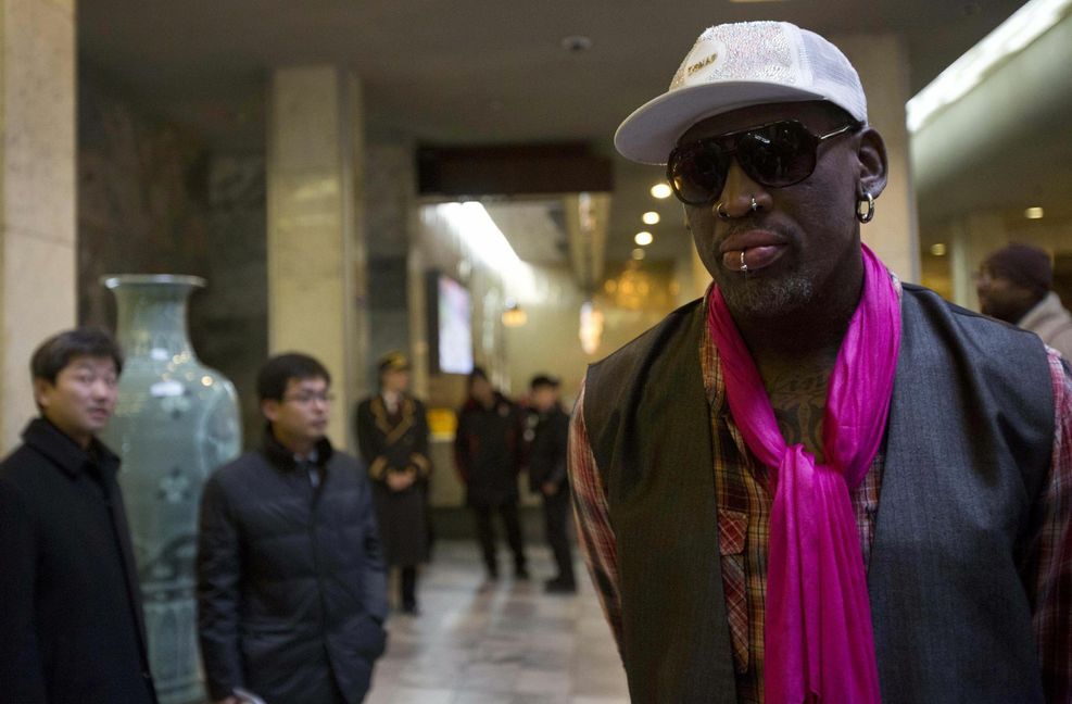 Cooler Schal, cooler Typ: Dennis Rodman Foto: AP