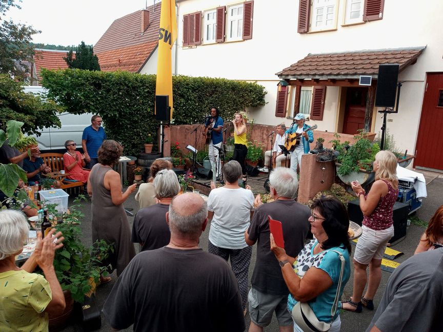 Party-Stimmung in Aidlingen-Dachtel beim „Perfekten Tag“ von Sender SWR1.    Bild: Privat