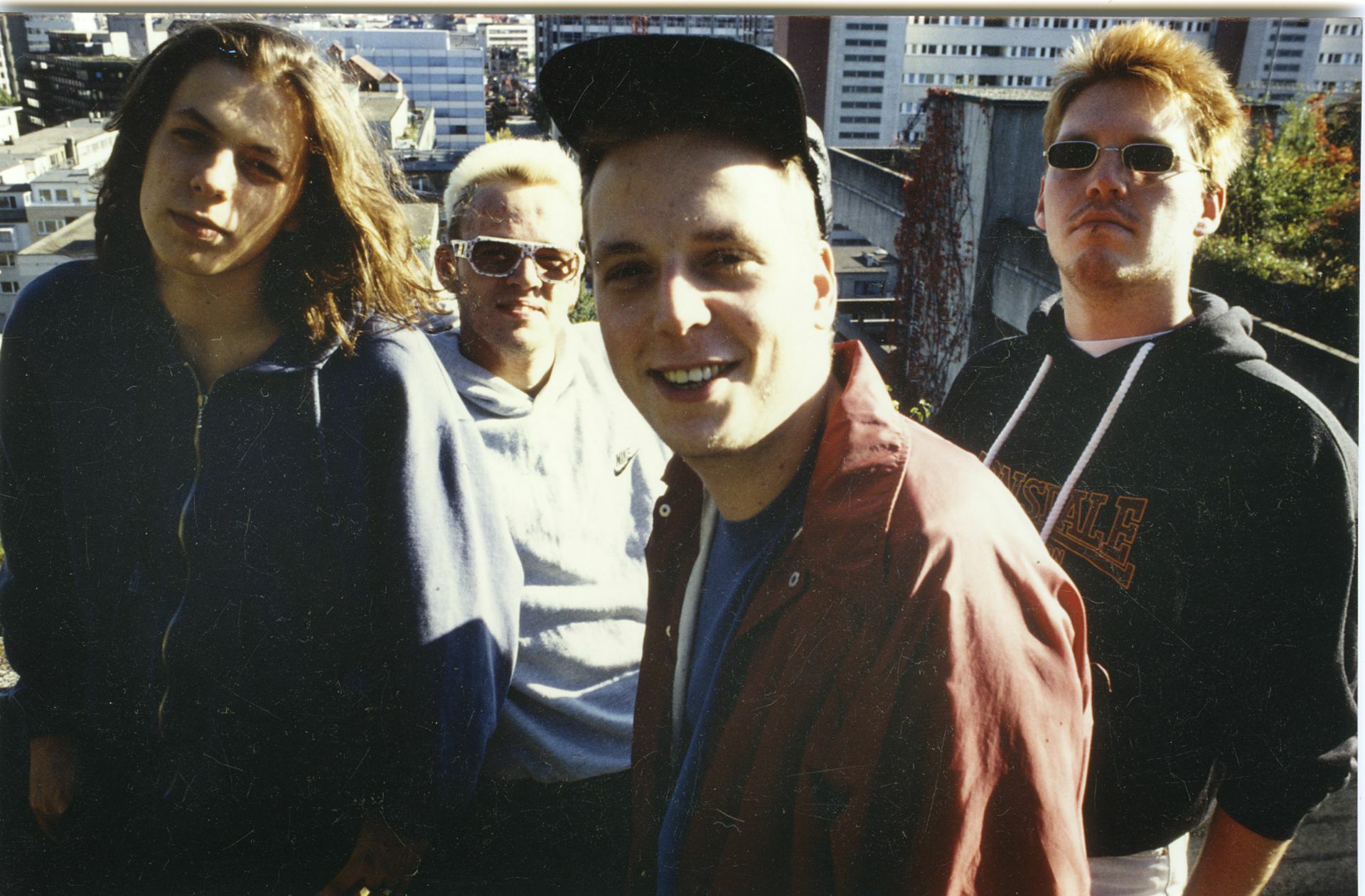 Michi Beck, Thomas D, Smudo und And.Ypsilon im Jahr 1990. Foto: Band-Archiv