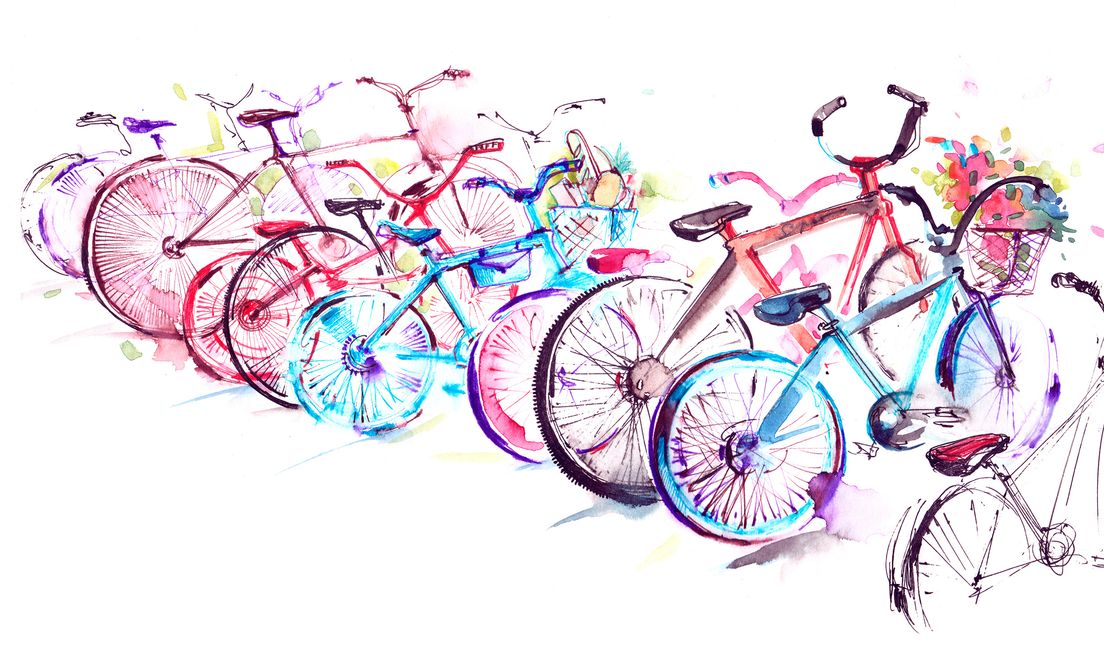 different bicycle in the parking lot