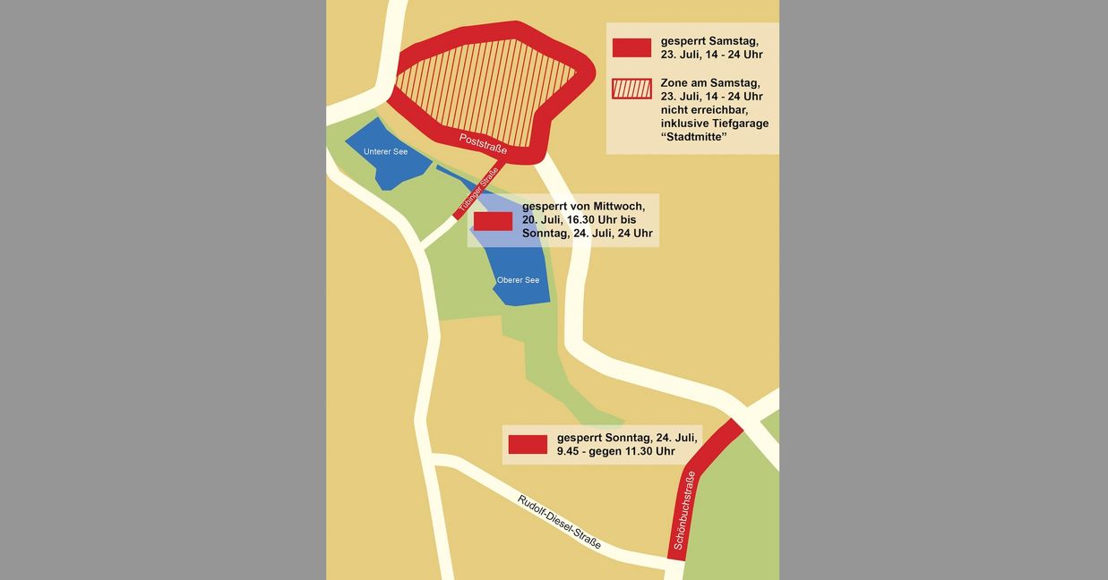 Sperrungen rund um den Schlossberg bei der großen Böblinger Festwoche. Grafik: Teufel