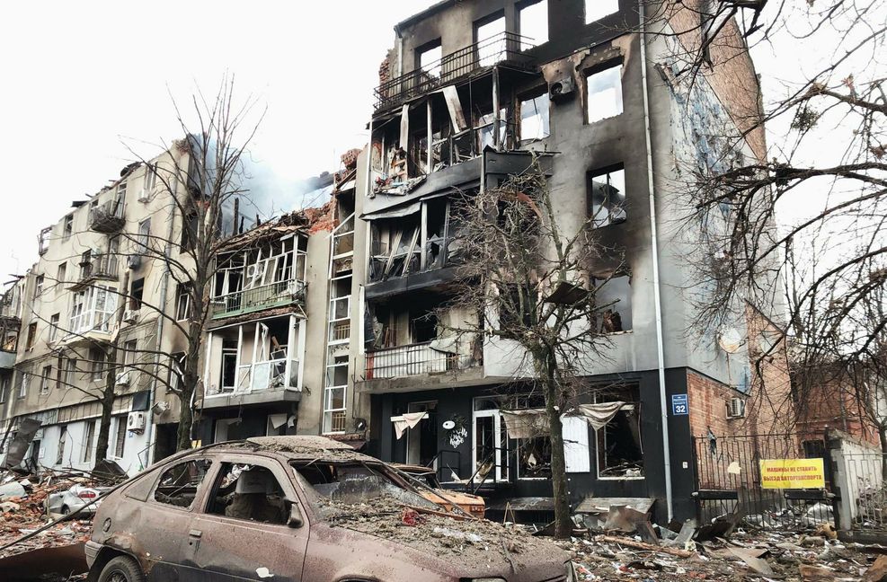 Charkiw, März 2022: Das Ukraine-Zentrum der EU-Strafjustiz-Agentur Eurojust soll auch die Aufklärung solcher Angriffe auf Zivilisten unterstützen.