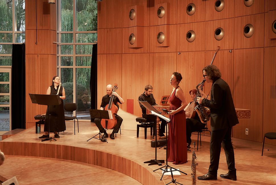 Experten barocker Musik mit Jazz-Experte Magnus Mehl im Odeon der SMTT. Bild: Heiden