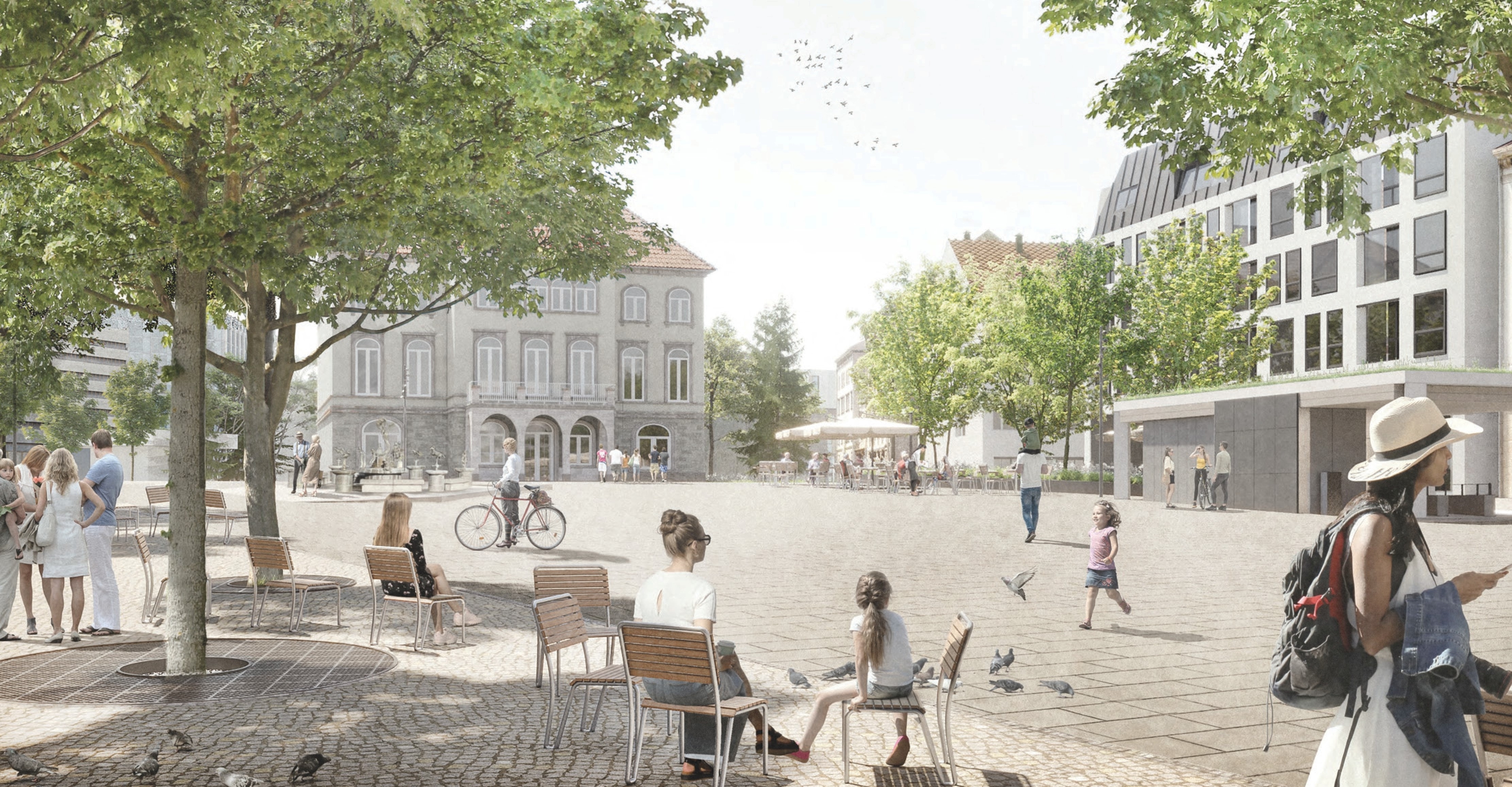 Platz unterm Baum und Schatten jetzt auch dort, wo die Sonne besonders stark hin knallt.      Bild: BHM Planungsgesellschaft mbH/z