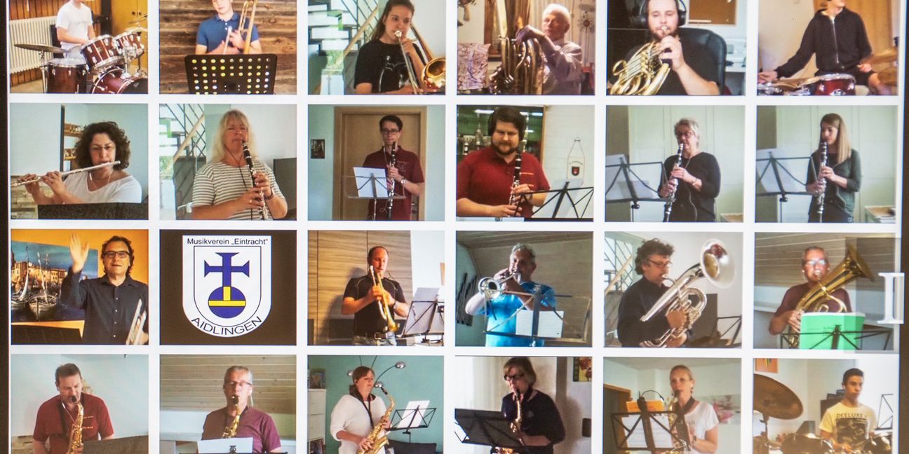 Zum 100-jährigen Jubiläum präsentieren sich die Musiker des Musikvereins Aidlingen mit einem Video im Internet.       Bild: Richter