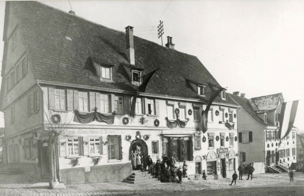 Bäckerei und Weinstube Schöck an der Engen Gasse. Bild: StadtarchivBB