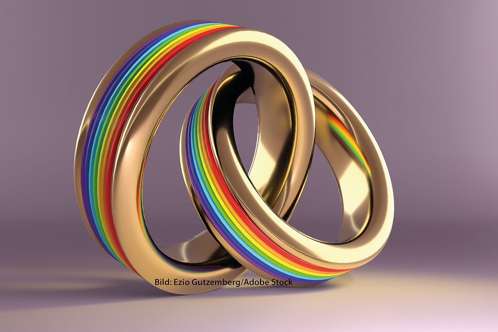 3d illustration, Wedding Rings symbolizing the same sex marriage