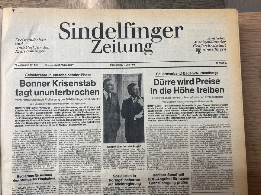 Das Geiseldrama von Entebbe, die Auswirkungen der Trockenheit auf die Landwirtschaft und die Verbraucherpreise und nicht zuletzt die Olympischen Spiele in Montreal bestimmten im Juli 1976 die Schlagzeilen.