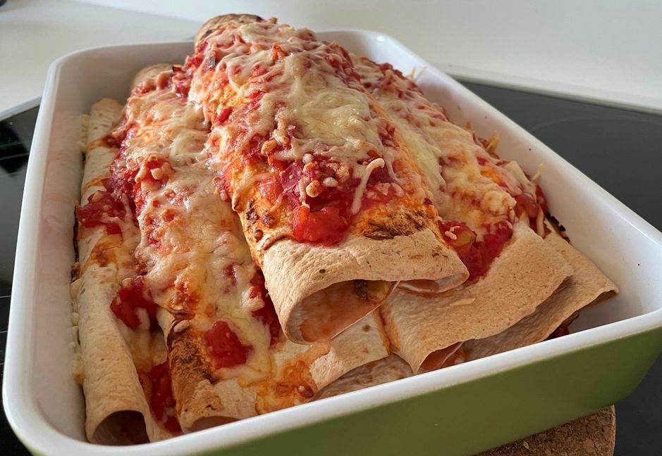 Grundsätzlich sind Enchiladas überbacken, was sie von einem Burrito unterscheidet. Bild: Kalus
