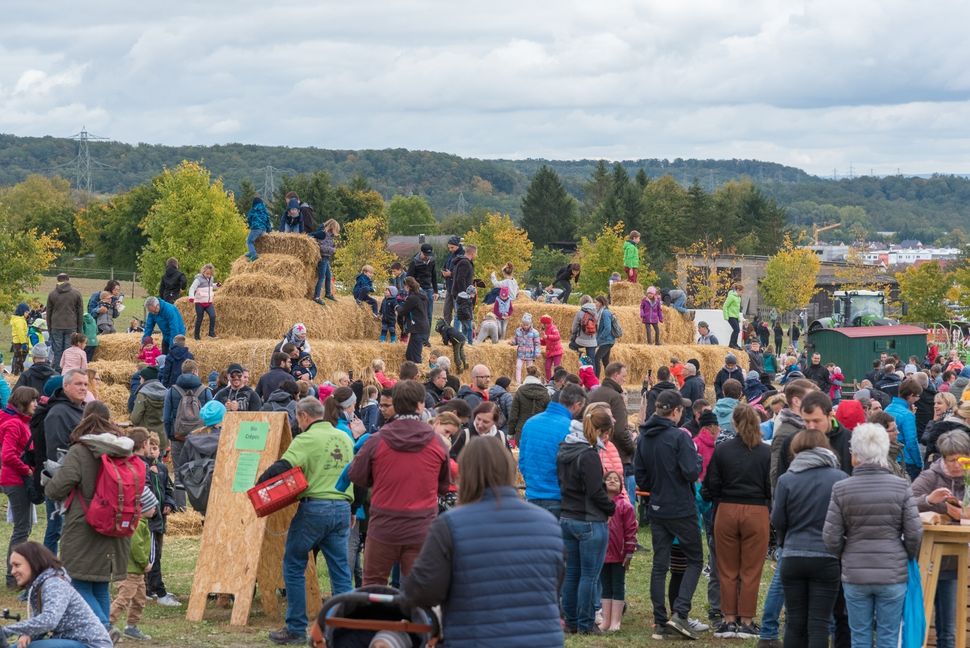 Die große Landschaft aus Strohballen lädt zum Spielen ein. Bild: Nüßle/A