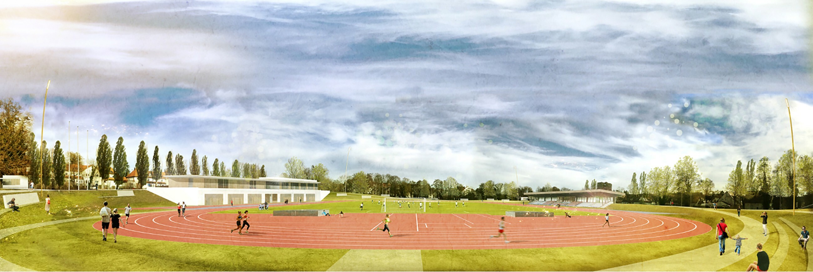 So stellen sich die Architekten und Planer des Münchner Büros Bauchplan das Floschenstadion der Zukunft vor.Bild: Bauchplan