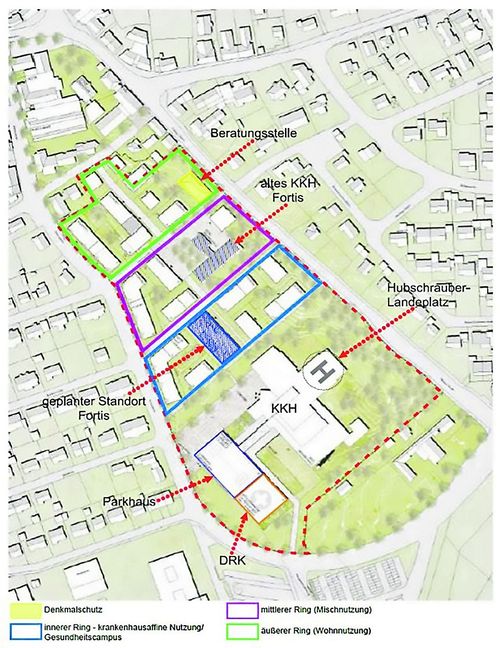 Außer Krankenhaus, Gesundheitscampus und anderen Einrichtungen soll auch sozialer Wohnungsbau möglich sein. Bild: z