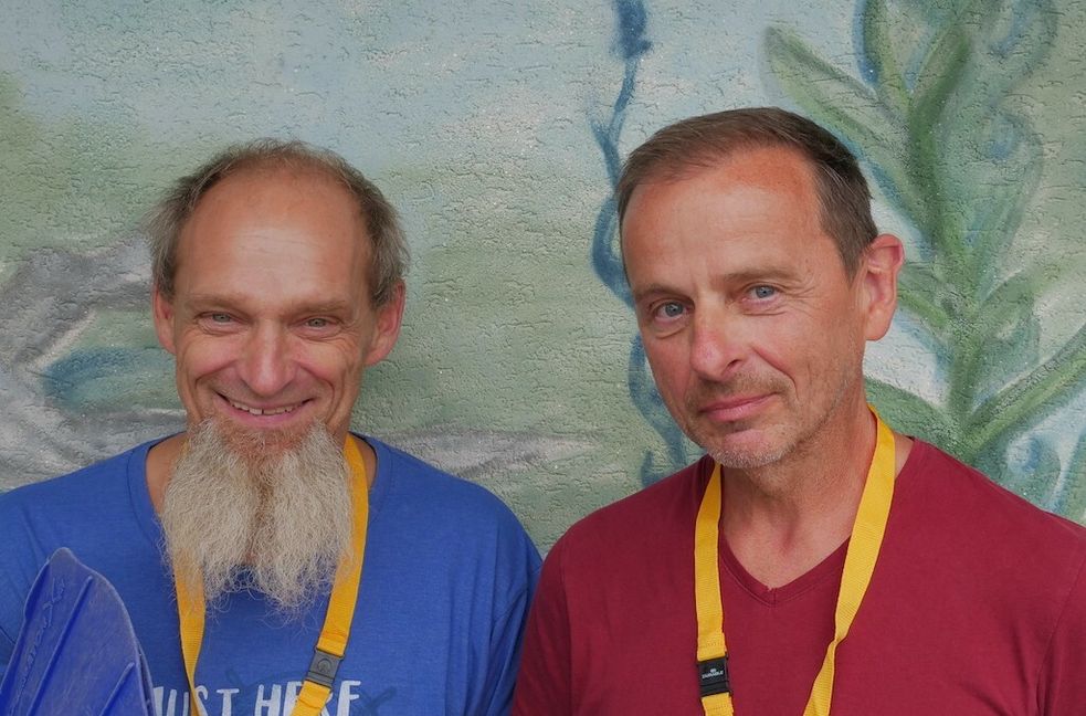 Dieter Grund (links) und Ludwig Migl nach der Preisverleihung in Leipzig.Bild: z