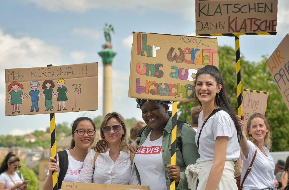 Gerade junge Pflegefachkräfte – hier am Tag der Pflege in Stuttgart – wünschen sich, mehr gehört zu werden.