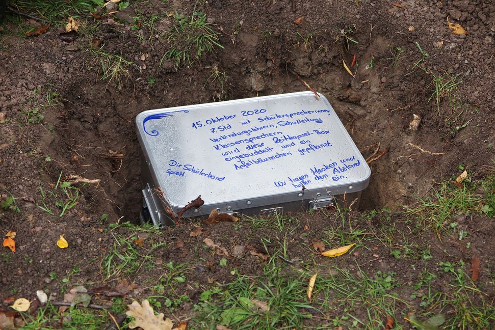 Die Zeitkapsel des Goldberg-Gymnasiums. Bild: Groß