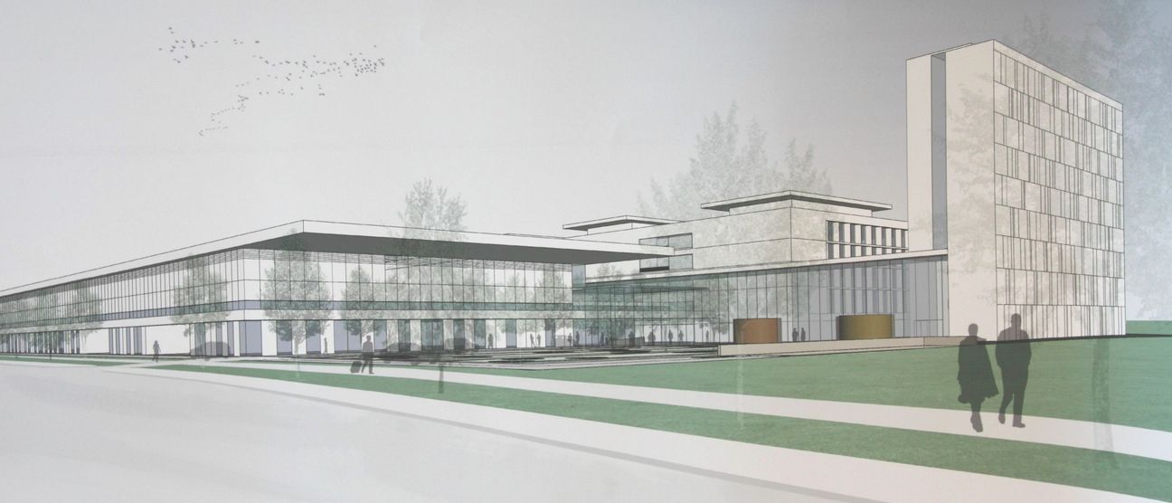 Der Siegerentwurf der Flugfeldklinik im Blick von der Calwer Straße. Skizze: z/Bild: Jung