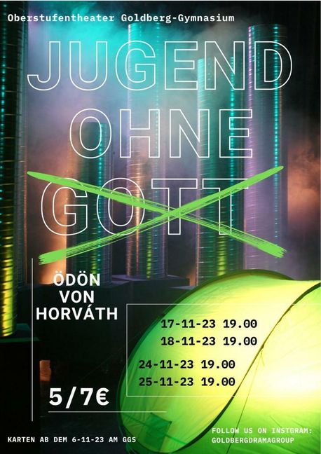 Mit diesem Plakat wirb das Goldberg-Gymnasium für die vier Aufführungen. Bild: z