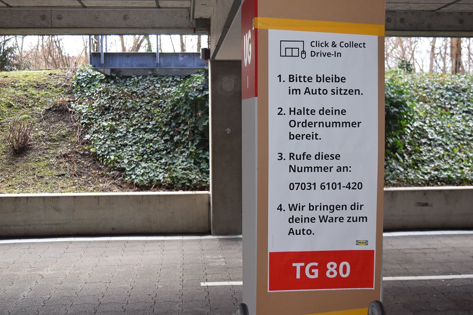 Hinweistafel in der Ikea-Tiefgarage in Sindelfingen.  Bild: Krauter