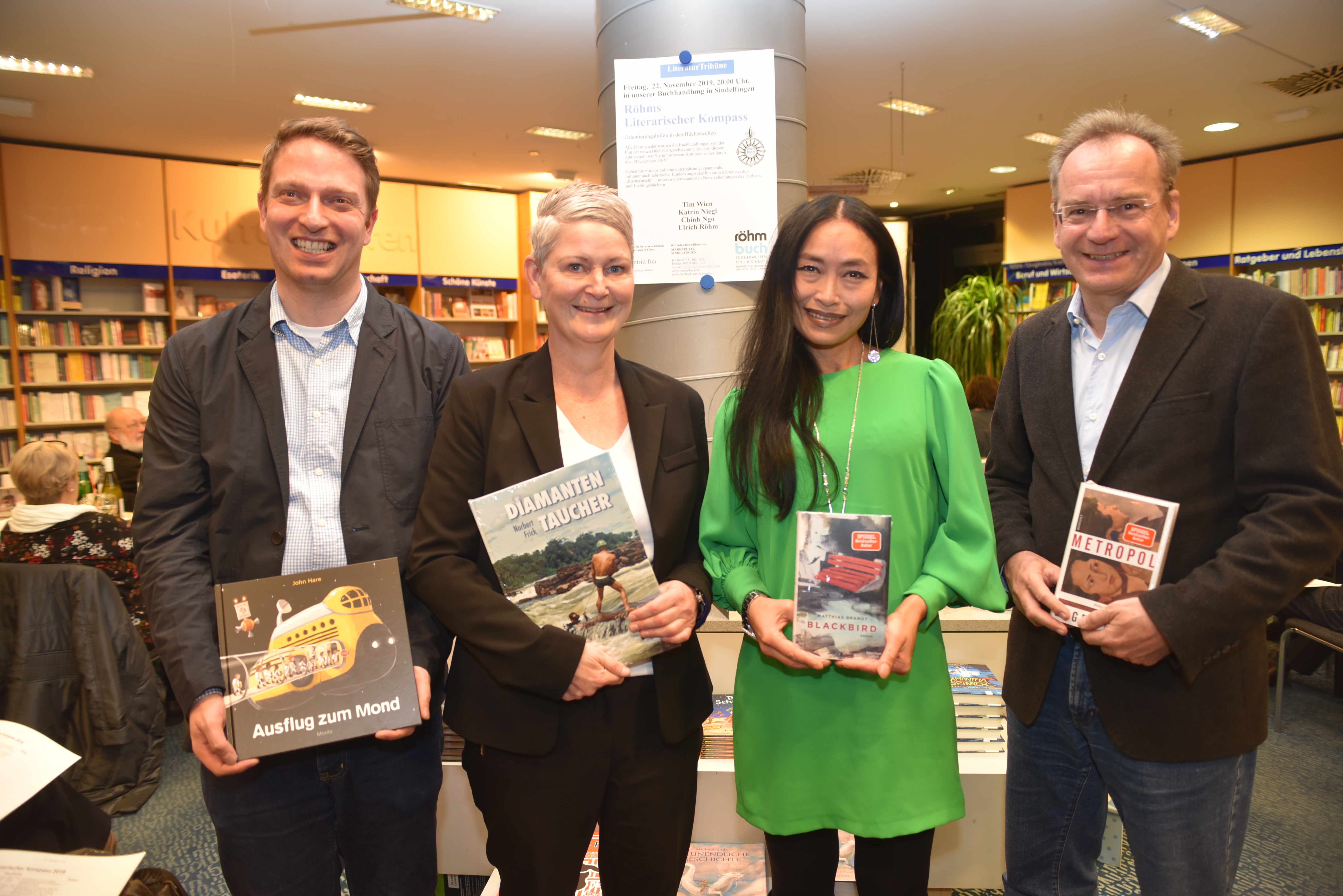 Sie präsentierten 32 Bücher (von links): Tim Wien, Katrin Niegl, Chinh Ngo und Ulrich Röhm.