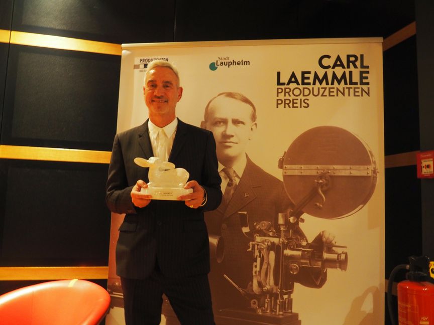 Roland Emmerich 2017 in Laupheim bei der Verleihung des Carl-Laemmle-Preises. Bild: z
