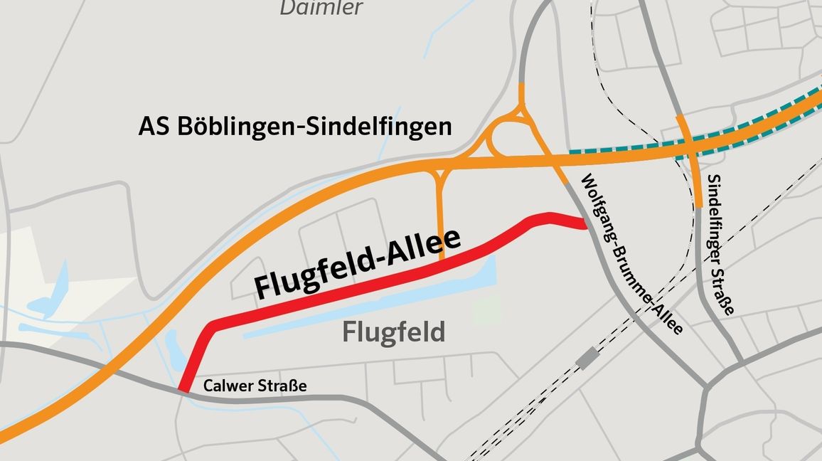 Die südliche Anschlussstelle zur A 81 wird verlegt und befindet sich künftig nicht an der Wolfgang-Brumme-Allee, sondern führt über die Flugfeld-Allee.     Grafik: z/Teufel