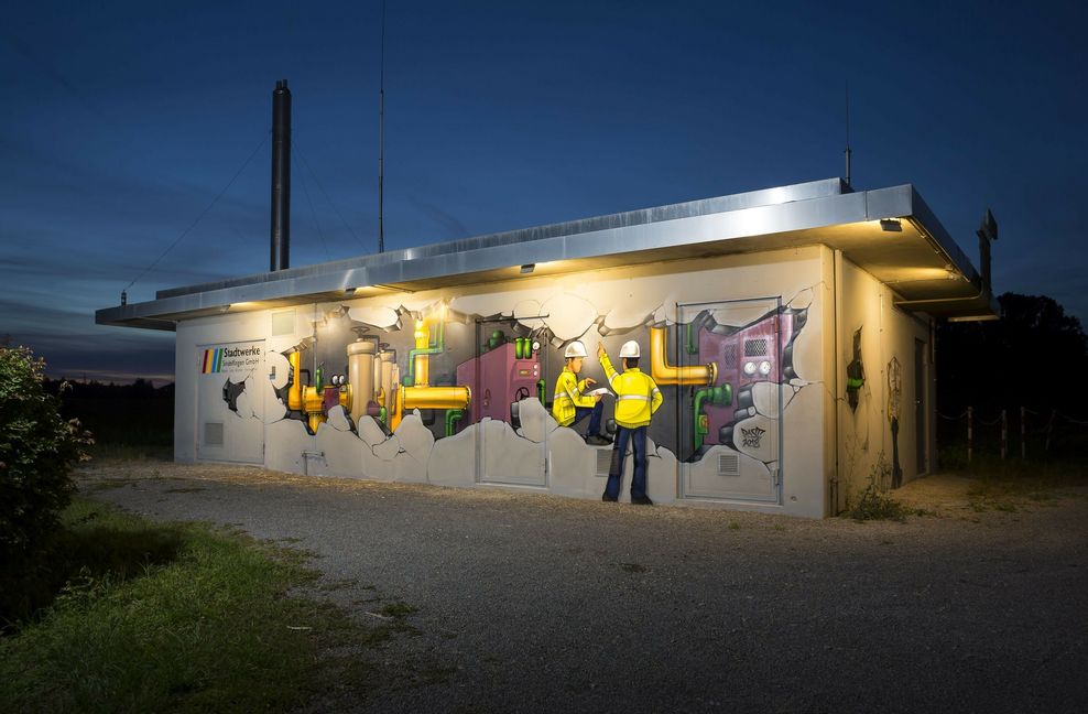 Tag und Nacht bei der Arbeit sind die fleißigen Kerlchen in der Gas-Übergabestation an der Konrad-Adenauer-Straße.Bild: Reich/z