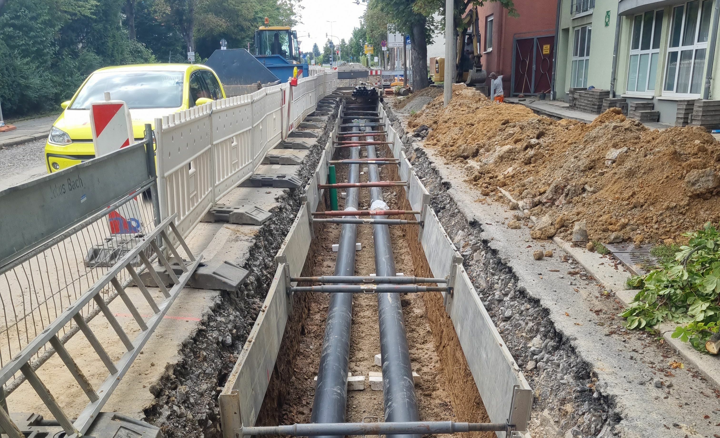 Die Fernwärmeleitung in der Calwer Straße ist in Betrieb. Bild: z