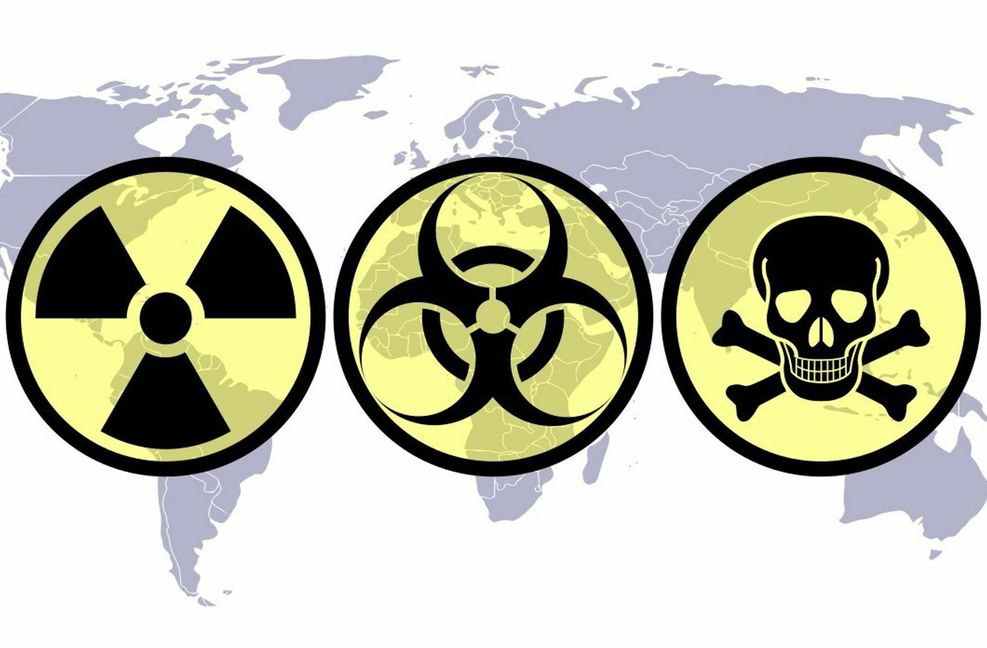Radioaktiv, biologisch, chemisch:  ABC-Symbole.
