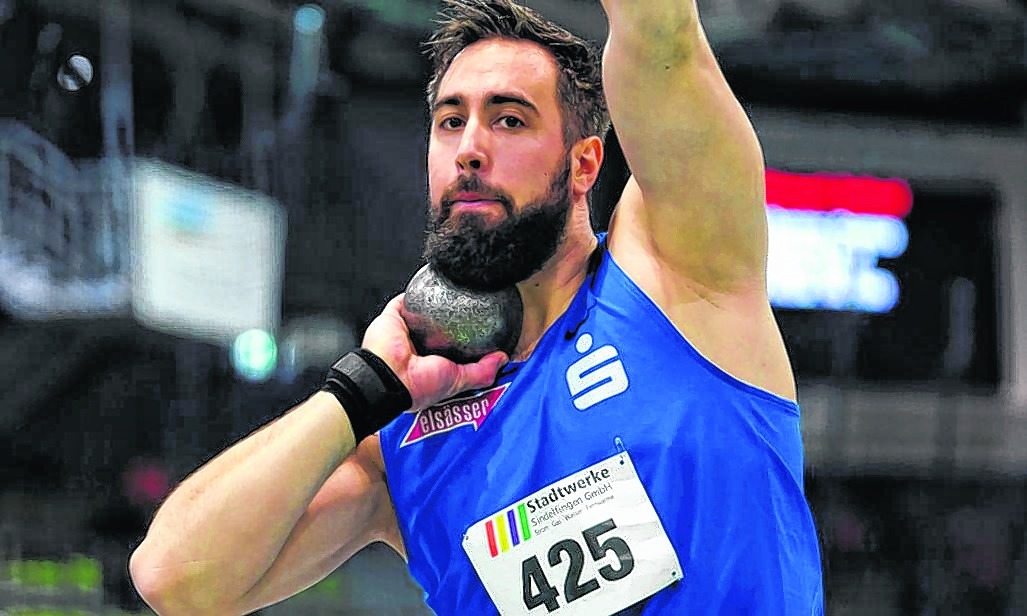 Verpasste beim Sindelfinger Hallenmeeting vorerst die EM-Norm: Statt der geforderten 20,15 Meter musste sich VfL-Kugelstoßer Tobias Dahm mit einer Siegerweite von 18,83 Meter zufriedengeben.