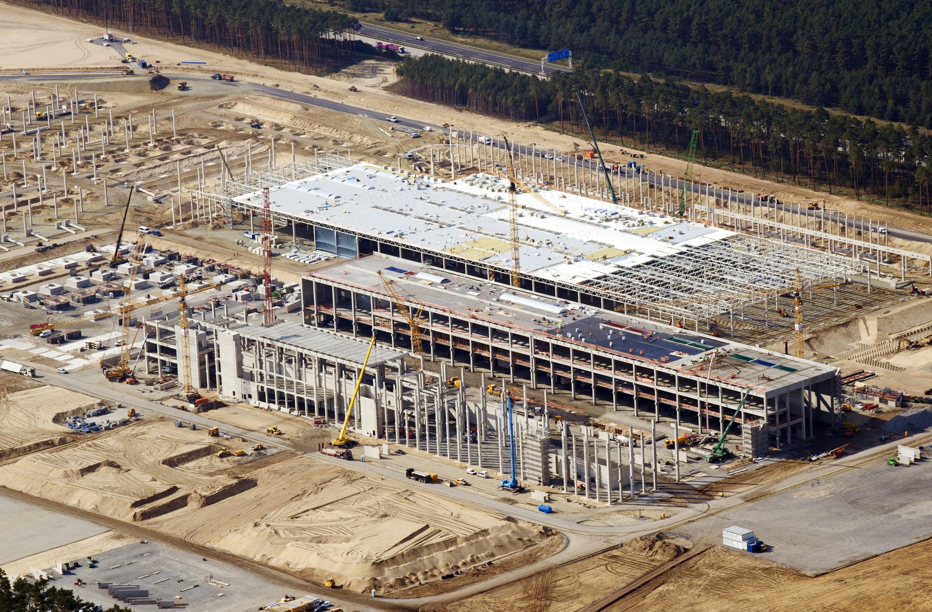 So sah Teslas Gigafactory in Grünheide Mitte September 2020 aus. Foto: dpa/Soeren Stache