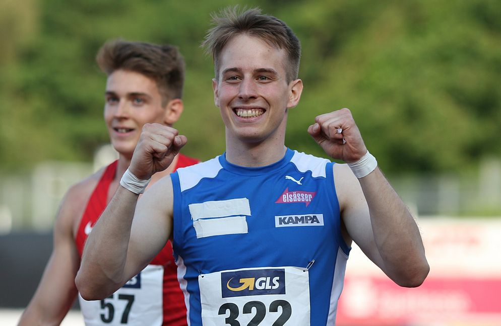 Stefan Volzer vom VfL Sindelfingen möchte bald wieder jubeln und gibt sich kämpferisch. Das Bild zeigt ihn am 26. Juni bei den Deutschen Leichtathletik-Meisterschaften der Junioren in Koblenz. Danach wurde es bitter. Bild: Görlitz/A