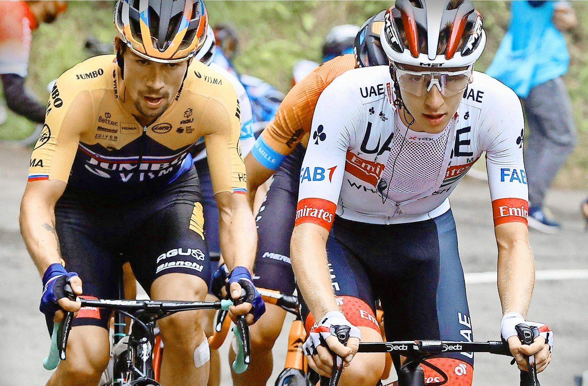 Die Stars aus Slowenien bestimmen das Tempo bei der Tour de France: Fahren Primoz Roglic (li.) und Tadej Pogacar gemeinsam aufs Podium in Paris?